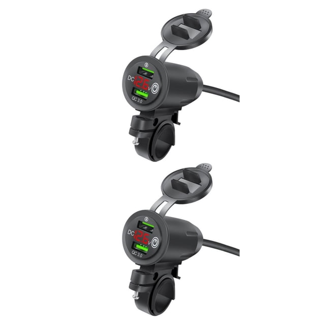 Toma de Corriente Speravity para Motocicleta Interruptor de Botón USB Dual Digital