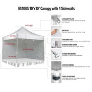 e-z Up es100s instant Shelter canopy, 10 by 10', white