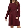 thumbnail image 1 of HSMQHJWE Robe de Maternité pour Femmes en Tricot Côtelé à Manches Longues Robes de Grossesse Col Ras du Cou Vêtements de Grossesse avec Ceinture, 1 of 6