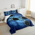 thumbnail image 4 of Tribal Sea Turtles Bedding Set Navy Blue Ocean Quilted Duvet for Teens Boys,Exotic Tortoise Comforter Set Tropical Coastal Creature Duvet Stuffing Nautical Sea Animal Room Decor Queen, 4 of 6