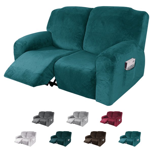 CJC Velvet Recliner Covers, Stretch Armchair Slipcovers, 6Piece for
