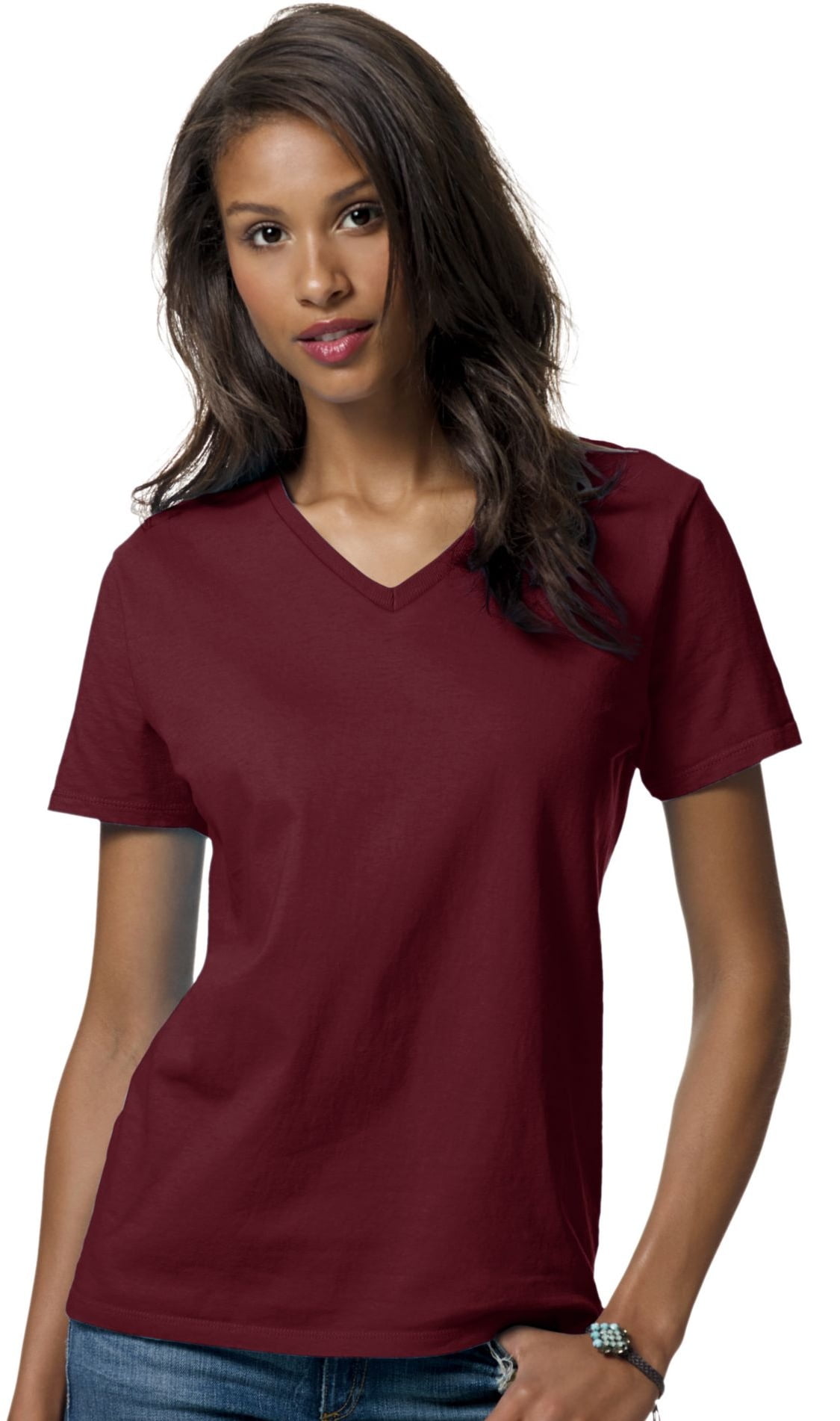 Hanes - ComfortSoft Relaxed Fit Women`s V-neck T-Shirt - Best-Seller ...
