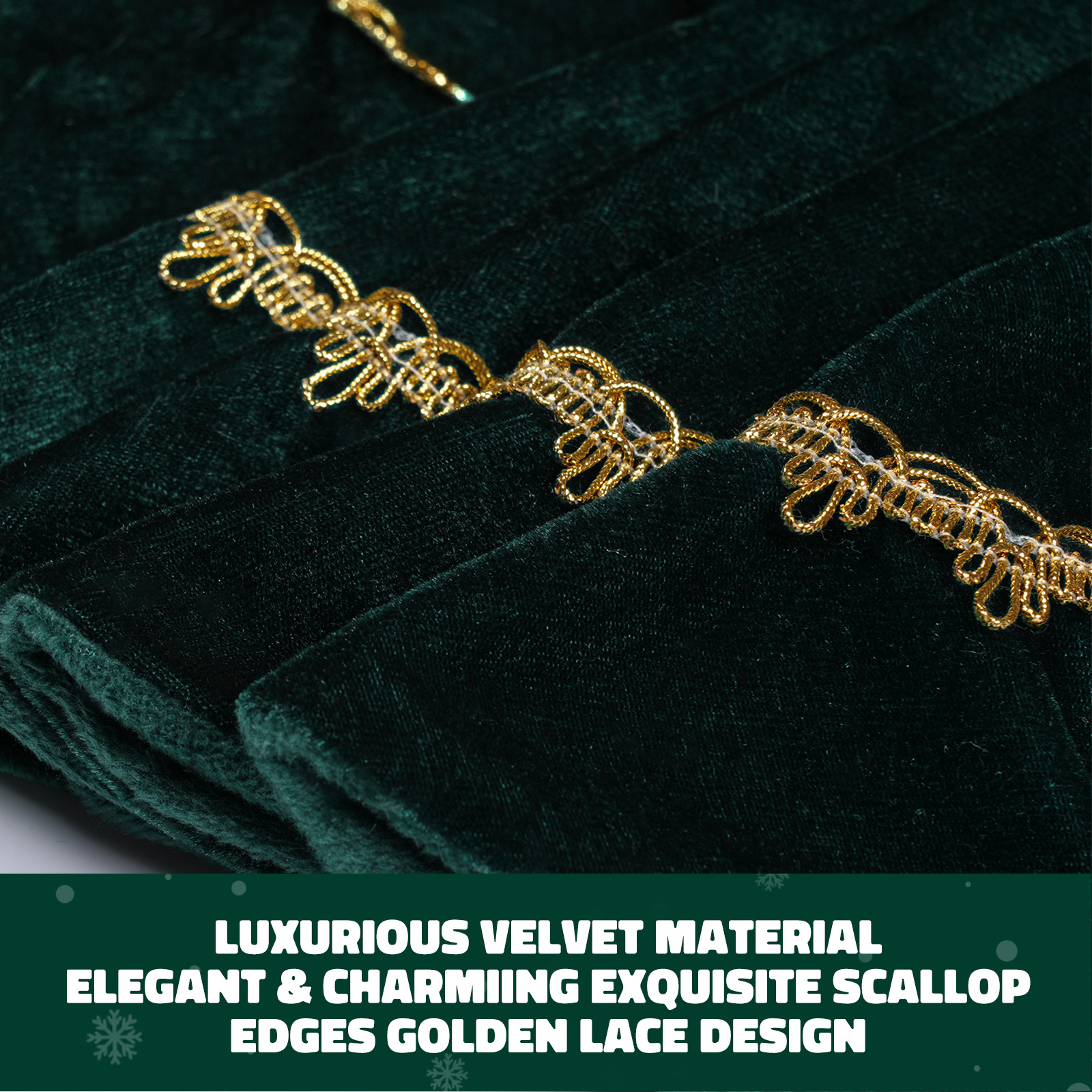 Inadays Luxury Velvet Christmas Tree Skirt, 30" Green photo 3