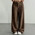 thumbnail image 2 of yueewhu Women's Casual Pants Corduroy Straight Leg Lounge Pants Plain Loose Trousers Fashion Long Pants (Coffee, M), 2 of 6