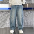 thumbnail image 5 of TOWED22 Boys Oversized Fit Baggy Jeans Wide Leg Denim Pants Comfort Stretch Waist with Pockets Blue,4-6 Y, 5 of 9