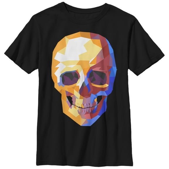 Boy's Lost Gods Halloween Geometric Skull  Graphic Tee Black Medium