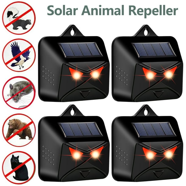 Pluokvzr 2/4pcs Solar Powered Animal Repellent IP44 Waterproof Animal Deterrent with Red LED Light Motion Activated Deer Repellent Devices for Outdoor Farm Garden Yard Pluokvzr 2/4pcs Solar Powered Animal Repellent IP44 Waterproof Animal Deterrent with Red LED Light Motion Activated Deer Repellent Devices for Outdoor Farm Garden Yard