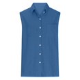 thumbnail image 4 of Fsqjgq Womens Summer Tops Business Casual Blusas Blouses Jacquard Sleeveless Shirts for Women Fashion Tops Hollow Out Eyelet Blouse Lapel T Shirts Buttons Down Shirts with Pockets Linen Tops for XL, 4 of 5