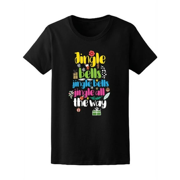 Christmas Quote Jingle Bells T-Shirt Women -Image by Shutterstock, Female XX-Large