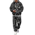 thumbnail image 4 of JULMCOMO Mens Tracksuit Tree Leaf Print Drawstring Hooded Casual Loose Fit Pullover Sweatshirt Drawstring Jogging Pants Sweatsuit Fall Winter 2 Piece Sets Gray 3XL, 4 of 5