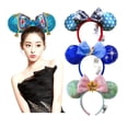 thumbnail image 2 of Diadema de Minnie Mouse de Disney, tocado de patrón de dibujos animados, estilo de porcelana azul y blanca, orejas de disfraz, diadema de Cosplay de felpa, 2 of 4