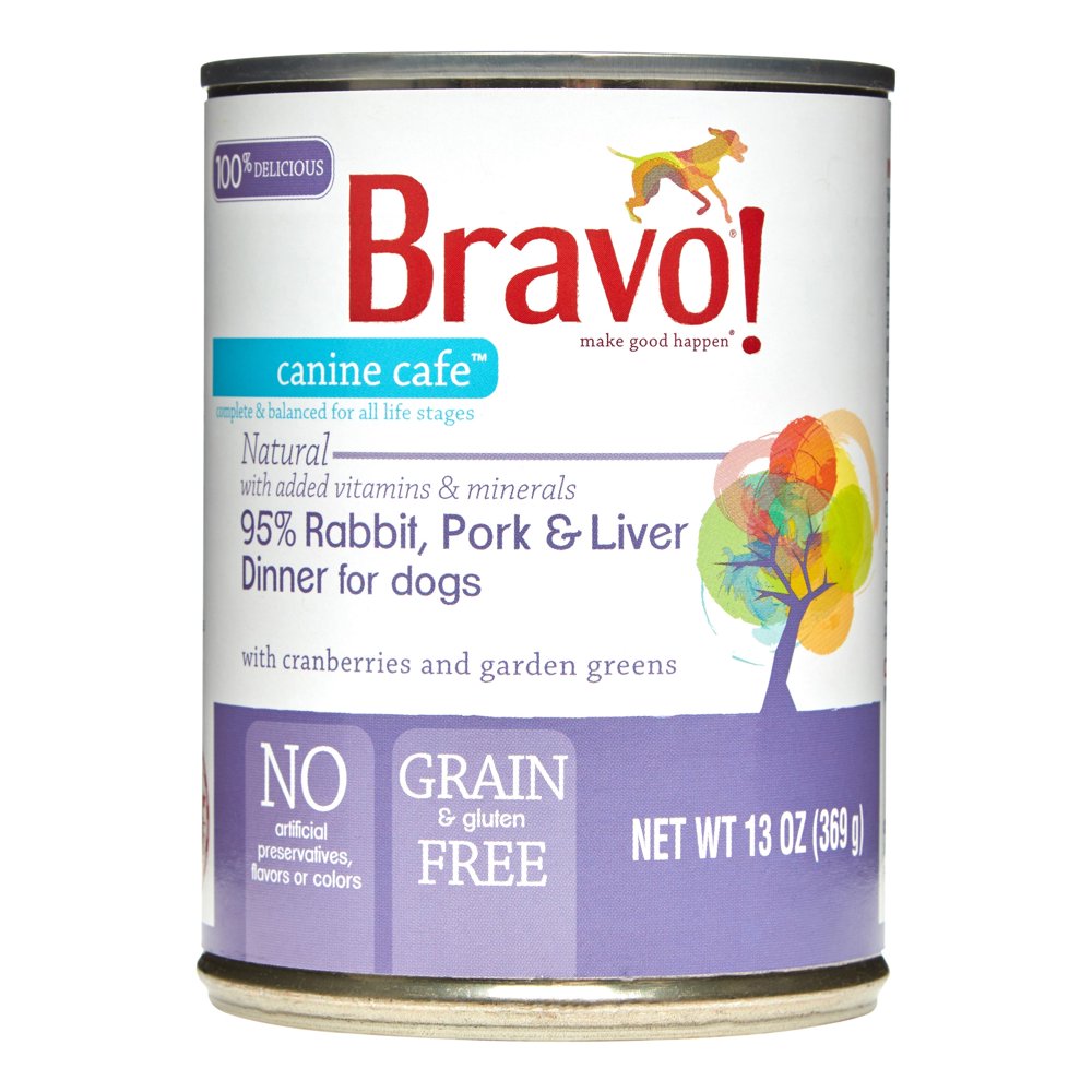 Bravo! Canine Cafe GrainFree 95 Rabbit, Pork & Liver Wet Dog Food, 13