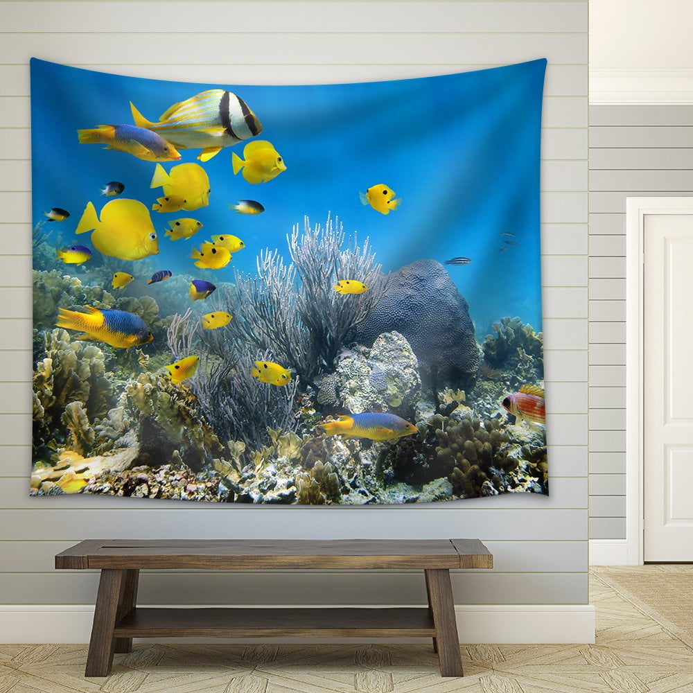 Watercolor Tropical Fish Wall Hanging Tapestry Picnic Beach Sheet Bedspread Deco