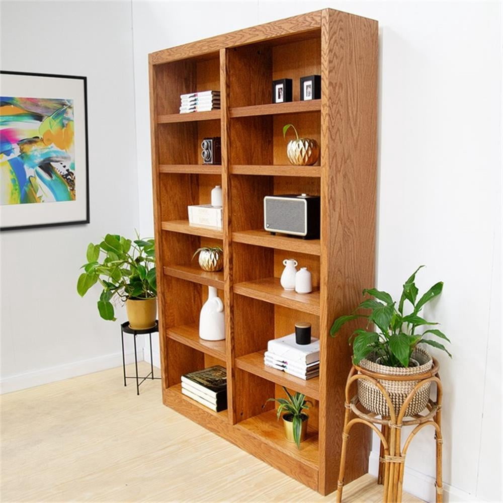 Bowery Hill Wood Dry Oak Bookcase Rectangular Adjustable Shelves 84" Unassembled