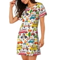 thumbnail image 2 of Daiia Transports with Animals Print Women's Nightshirt Soft Nightgowns for Women Short Sleeve dress Short-sleeved Sleepwear, 2 of 6