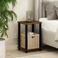 thumbnail image 2 of Furinno Simplistic Compact Bedside Table, Nightstand, Amber Pine/Black, 2 of 6