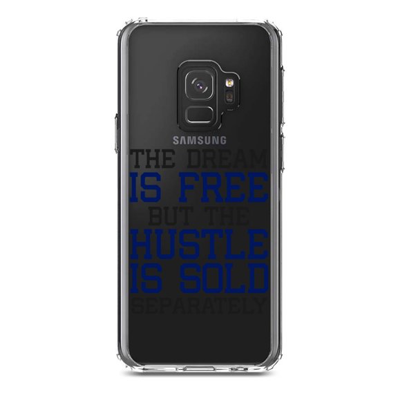 DistinctInk Clear Shockproof Hybrid Case for Samsung Galaxy S9 (5.8" Screen) - TPU Bumper Acrylic Back Tempered Glass Screen Protector - The Dream is Free Hustle Sold Separately
