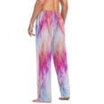 thumbnail image 6 of Men's Sleep Pants Lightweight Pjs Sleepwear Comfortable Lounge Pants Bottom Pants with Pocket Pink and Blue Tie-dye Pattern, 6 of 7