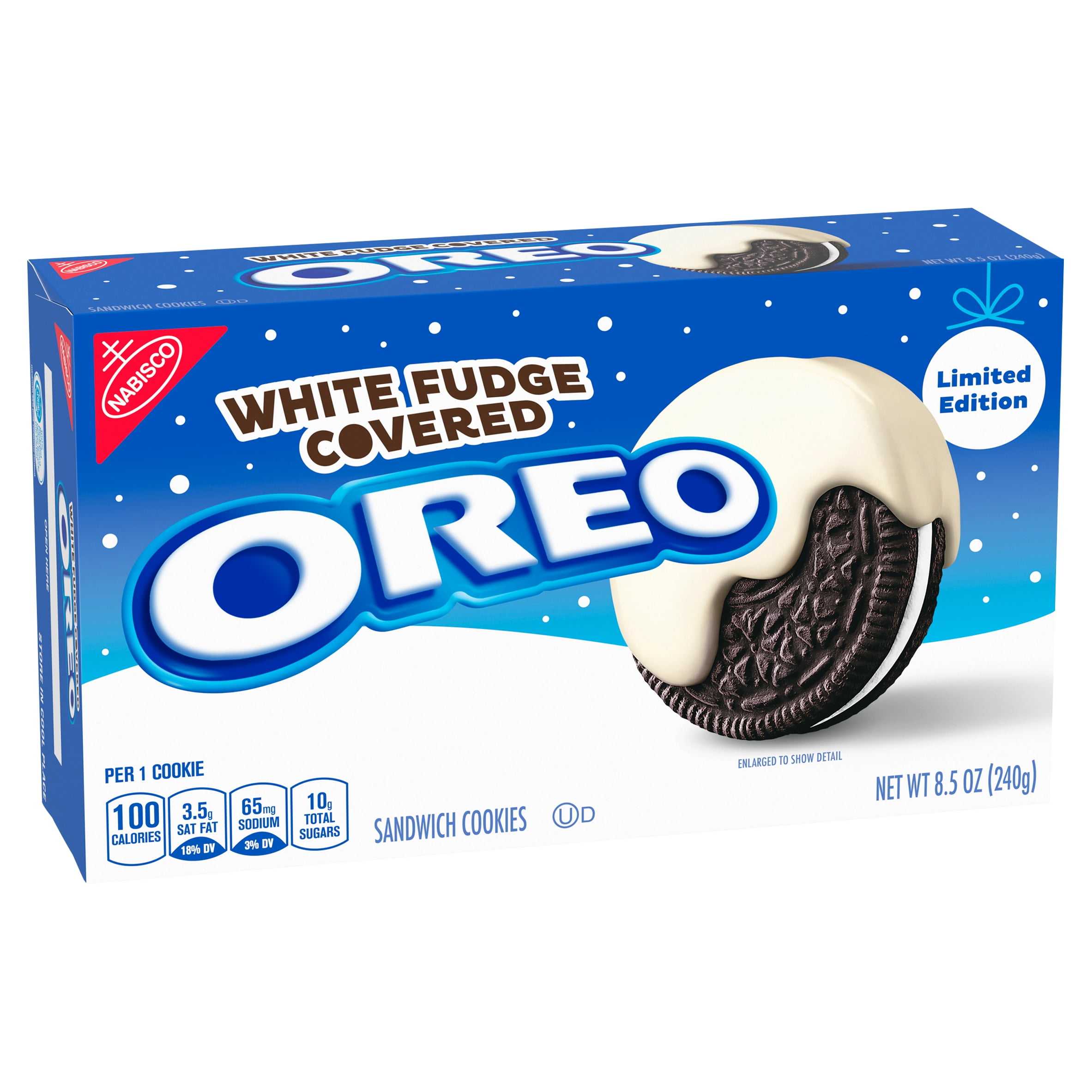 Nabisco Oreo White Fudge Covered OREO Sandwich Cookies, Holiday Edition