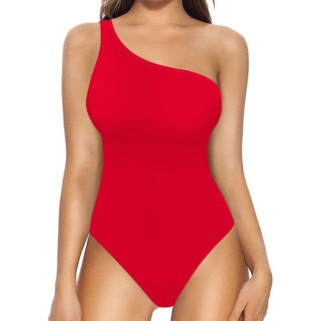 Xishao Body de manga larga sin mangas con un hombro descubierto, para mujer Xishao ropa