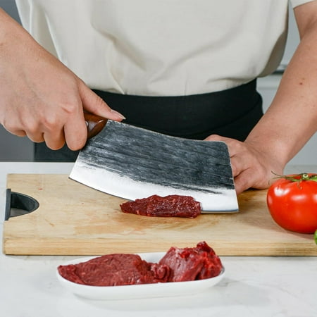 

Crazybeat Meat Cleaver Knife Chef Knife Vegetable Cleaver Full Tang Slicing Meat and Vegetable High Carbon Manganese Steel and Rosewood Meat Knife for Home Kitchen Restaurant
