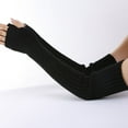 thumbnail image 4 of Arm Sleeves Solid Color Elastic Unisex Thumb Hole Arm Warmers Winter Arm Covers, 4 of 10