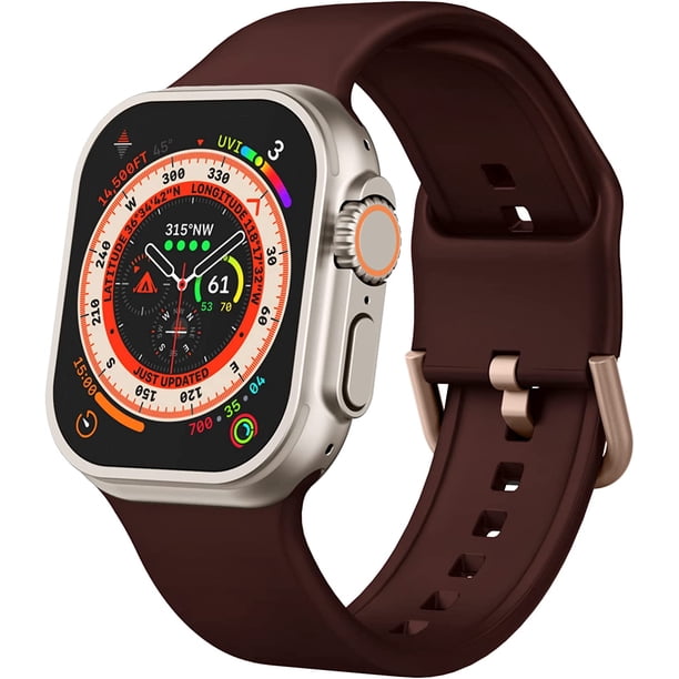 Correa deportiva compatible con correas de Apple Watch de 49 mm, 45 mm, 44 mm, 42 mm, 41 mm, 40 mm, 38 mm, correa de repuesto de silicona suave con cierre clásico para iWatch Series 9 Ultra SE 8 7 6 5