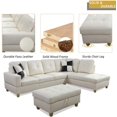 thumbnail image 2 of PonLiving Faux Leather 3 Piece Sectional Sofa Couch Set, L-Shaped Modern Sofa with Chaise Storage Ottoman and Pillows for Living Room Furniture, Left Hand Facing Sectional Sofa Set, 2 of 5