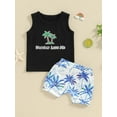 thumbnail image 3 of Musuos Toddler Boy Summer 2 Piece Outfits, 6 12 18 24M 3Y Crew Neck Sleeveless Letter Print Tank Tops + Elastic Waist Shorts Infant Set, 3 of 10