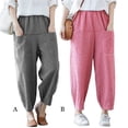 thumbnail image 3 of Jumpingount Pantalones hasta la pantorrilla para mujer, pantalones Vintage para mujer, bombachos de moda con cintura de nueve puntos para mujer, Prendas para la parte inferior del cuerpo Rojo S, 3 of 6