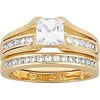 2.75 Carat T.G.W. Cubic Zirconia Gold Plated 2 piece Wedding Ring Set