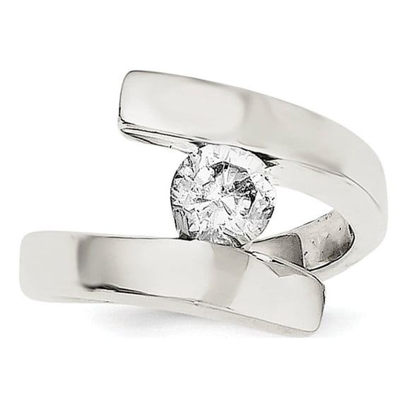 Sterling Silver Cubic Zirconia Ring - Size 8 - Measures 4mm Wide