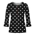 thumbnail image 3 of Womens Blouses and Tops Casual Womens Casual Trumpet 3/4 Sleeve Printing Buttoned Basic Ruched Corset Tunic Tops Pleated T-Shirts Blouses Womens Tunic Tops 3/4 Sleeve Sexy Womens Tops, 3 of 4