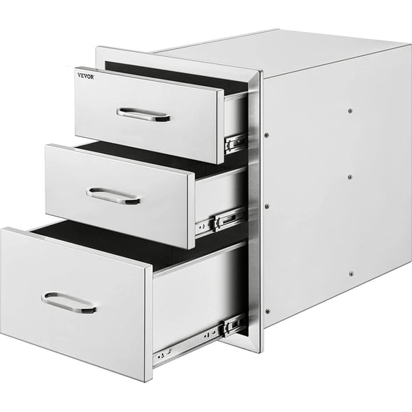 VEVOR Cajones de Barbacoa de Acero Inoxidable de 18 x 23 Pulgadas con Mango Cromado, 45 x 53 x 53 Pulgadas