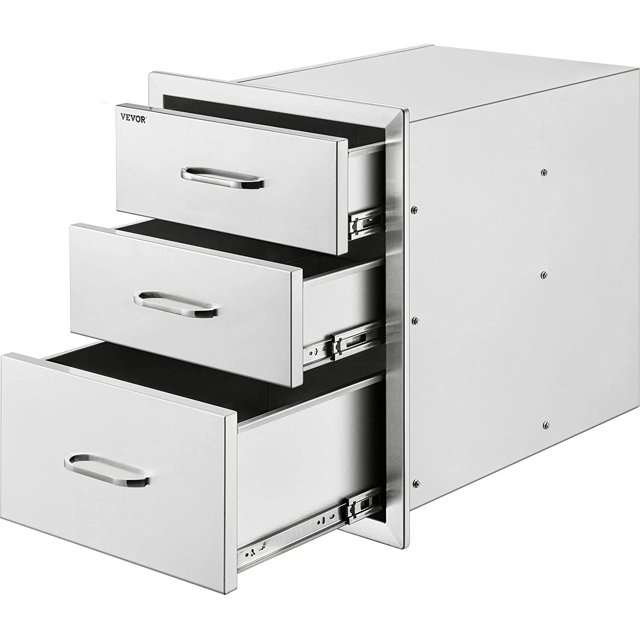 VEVOR Cajones de Barbacoa de Acero Inoxidable de 18 x 23 Pulgadas con Mango Cromado, 45 x 53 x 53 Pulgadas