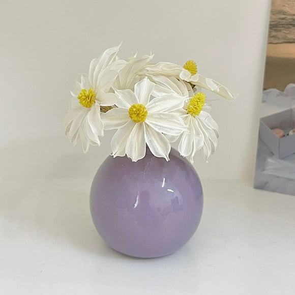 Cagogo Scandinavian Ceramic Vase, Minimalist Home Decor, Small White Ceramic Vase for Flowers, Desktop Tabletop Vase, Entryway Decor, Living Room Dining Table Centerpiece Decoration, Handmade
