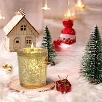 Christmas Glass Tea Light Holders - Festive Candle Cups, Adds Holiday Sparkling To Dinner Table Instant Winter Centerpiece and Hostess Gift