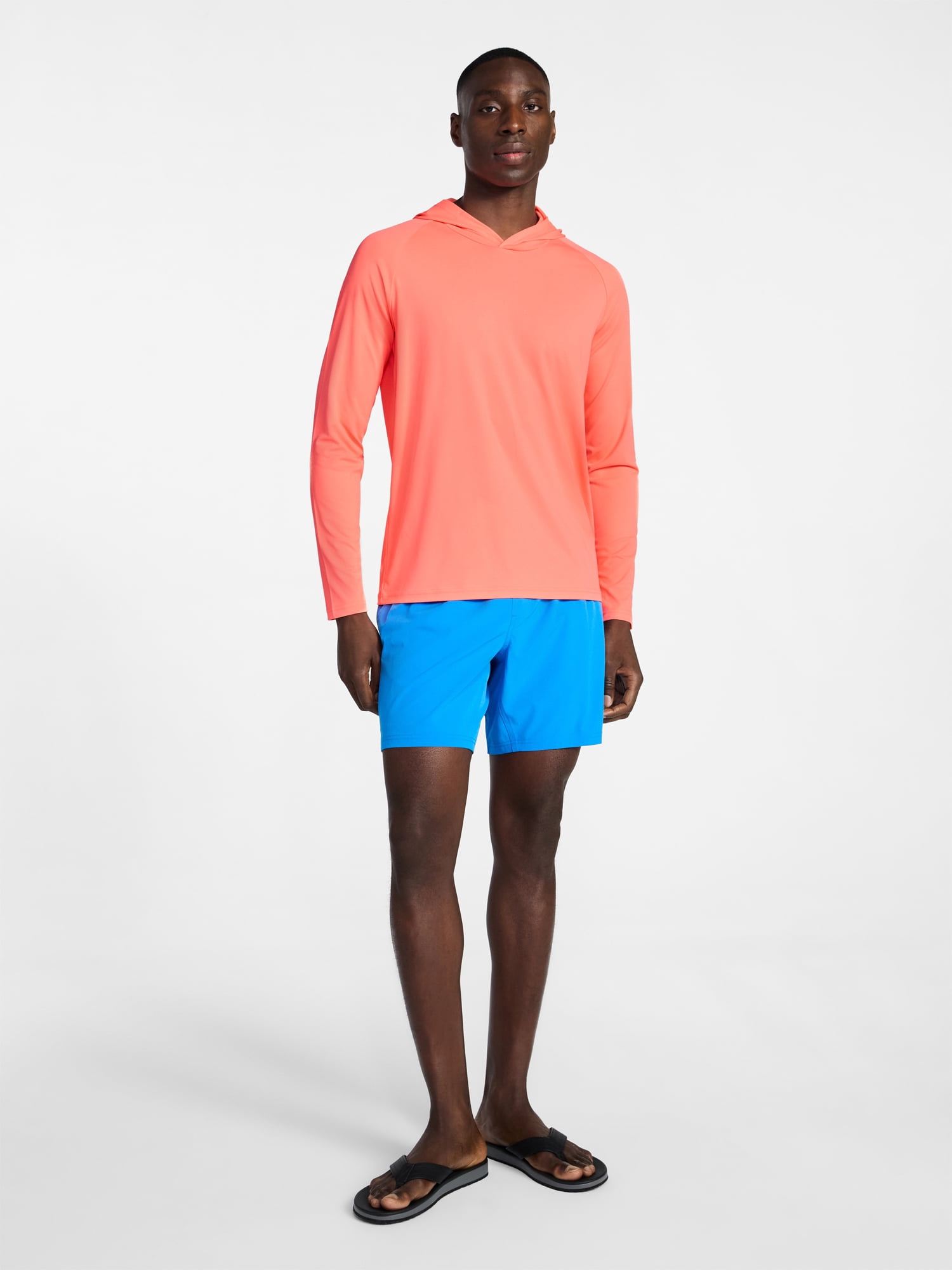 George Men's and Big Men's Hooded Sun Shirt with Long Sleeves, UPF 50+, Sizes S-3XL