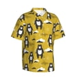 thumbnail image 3 of Xecao Cartoon Bear Yellow print Hawaiian shirt - a stylish short-sleeve button-down for men, perfect for casual beach and tropical outings., 3 of 9