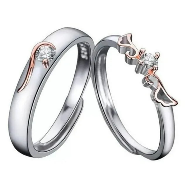 Anillo ajustable para parejas con ilusiones amorosas de plata 925 y oro rosa