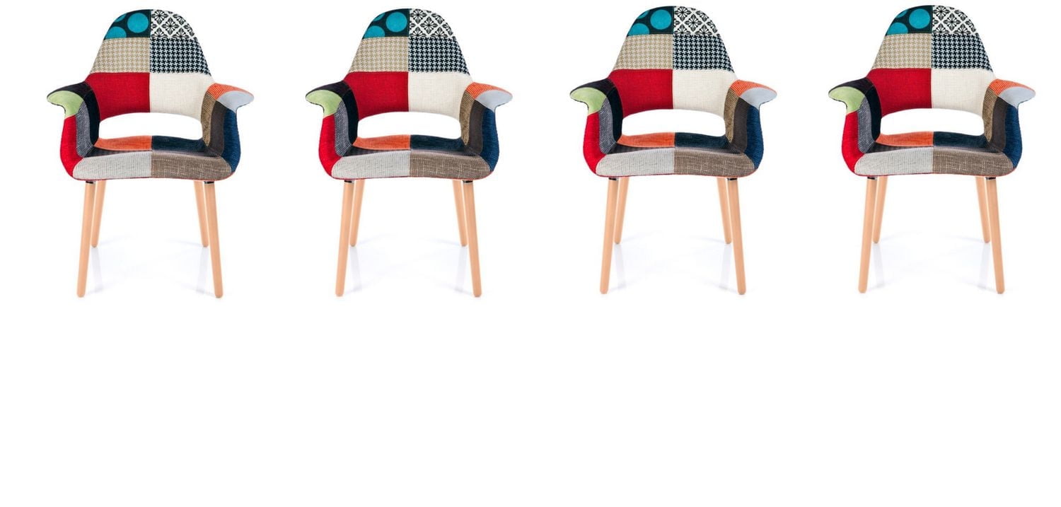 Plata Décor Import Inc Organic Patchwork with Arms Set of 4 Chairs