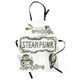 thumbnail image 1 of Sketchy Apron Balloon Antique Cars Design with Quote in Middle Saying ' Steampunk ', Unisex Kitchen Bib Apron with Adjustable Neck for Cooking Baking Gardening, Ivory Dark Olive Green, by Ambesonne, 1 of 3