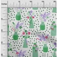 thumbnail image 2 of oneOone Silk Tabby Green Fabric Floral Vase With Geometrical Sewing Fabric By The Yard Printed Diy Clothing Sewing Supplies 42 Inch Wide, 2 of 4