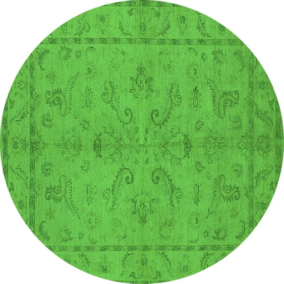 Ahgly Company Indoor Round Oriental Green Traditional Area Rugs, 3' Round