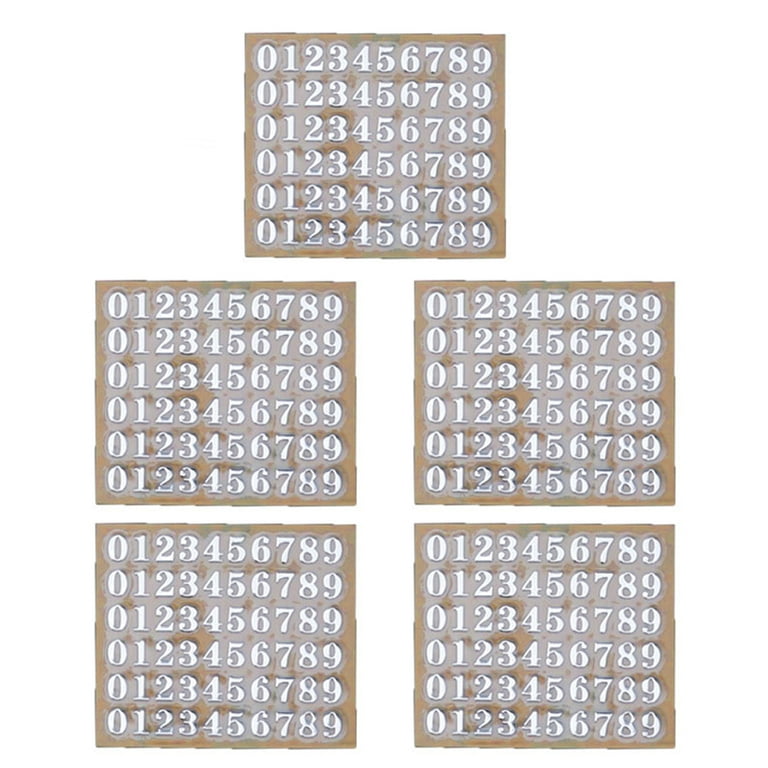 5pcs Number Stickers Mini Glitter Letter Stickers for Scrapbooking Home Decors, Silver