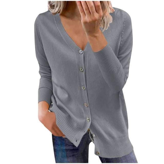 Mode Femmes Boutons Manches Longues Décontracté Uni Court Manteau Cardigan Blouse