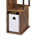thumbnail image 7 of Gzxs Rustic Computer Desk with Keyboard Tray, Small Wood Study Table with Open Shelf, Storage Compartment and Paper Drawer, 37"L x 16"W x 34"H (Weathered Oak), 7 of 7