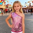 thumbnail image 2 of XIYON Girls Tank Tops Girl Glitter Performance Top Asymmetrical Shoulder Sequin Vest Stage Wear Party Outfit Comfortable Tops 15-16 Years, 2 of 6