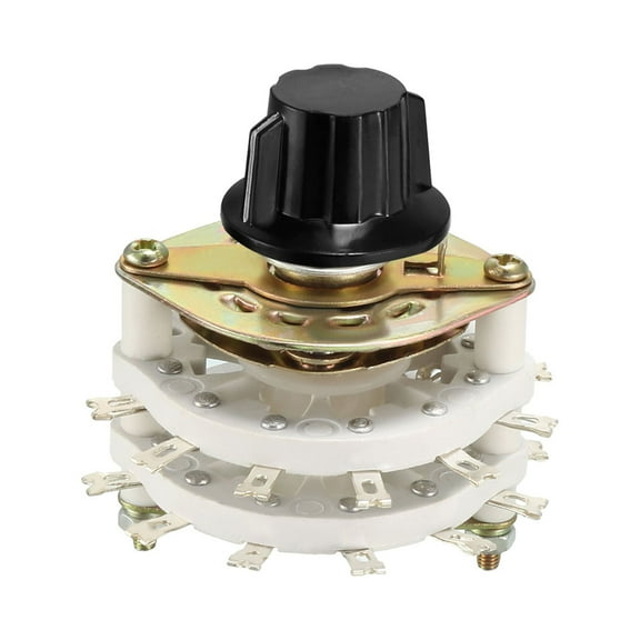 2P8T 2 Pole 8 Position 2-Deck Band Channel Rotary Switch Selector with Knob