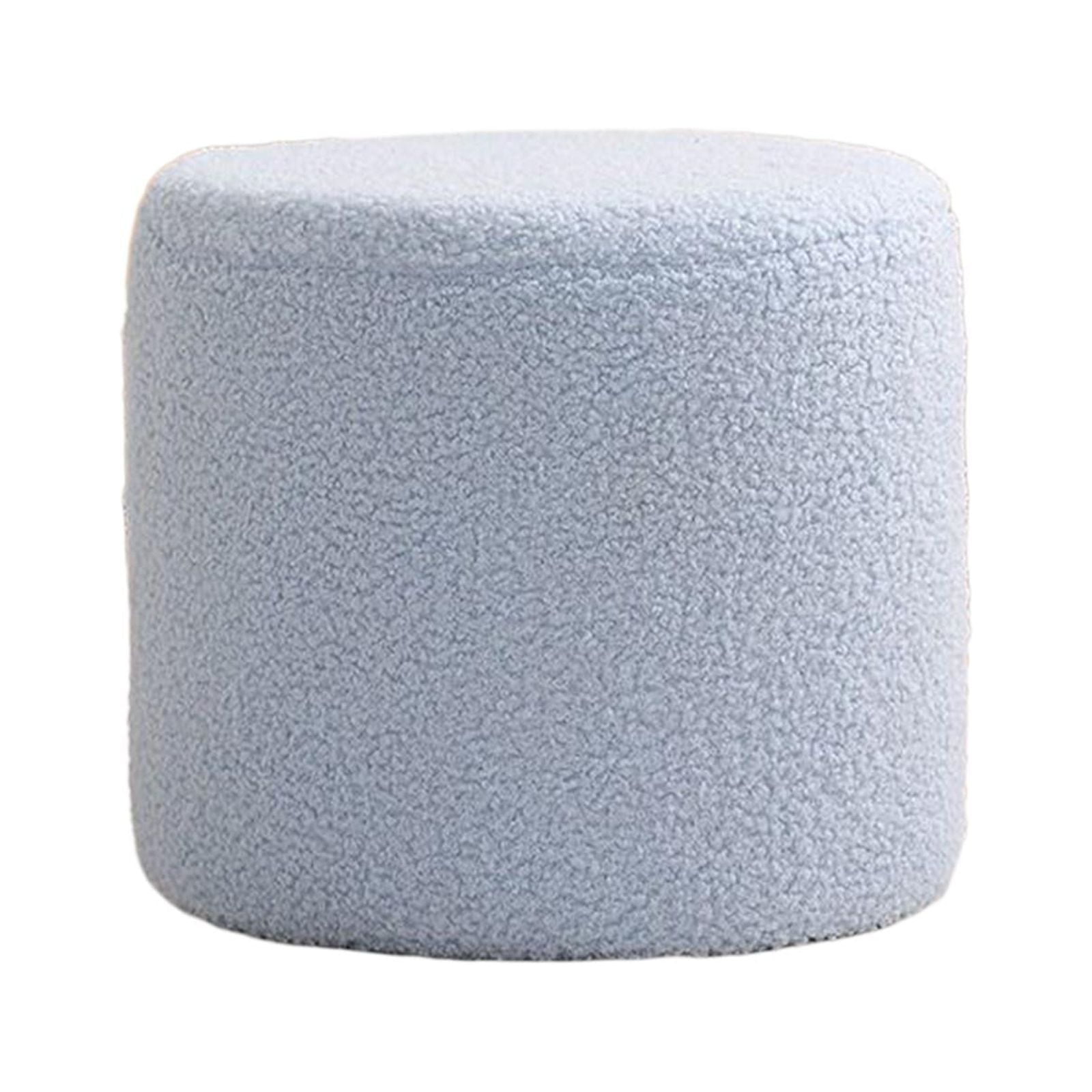 Round Ottoman Foot Rest Stool Footstool Bench Seat Chair Small Cylinder Stool Sofa Tea Stool for Office, Bedroom, Nursery, Apartment blue